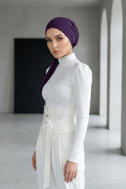 Elegant Chiffon Hijab Bonnet with Comfortable Cotton Inner Cap,B-97 Purple