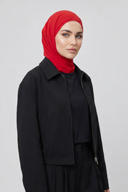 Elegant Chiffon Hijab Bonnet with Comfortable Cotton Inner Cap,B-97 Red