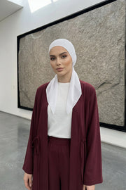 Elegant Chiffon Hijab Bonnet with Comfortable Cotton Inner Cap,B-97 White