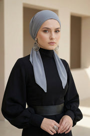 Elegant Chiffon Hijab Bonnet with Comfortable Cotton Inner Cap,B-97 Grey