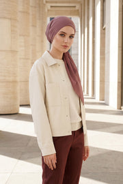 Elegant Chiffon Hijab Bonnet with Comfortable Cotton Inner Cap,B-97 Dusty Rose