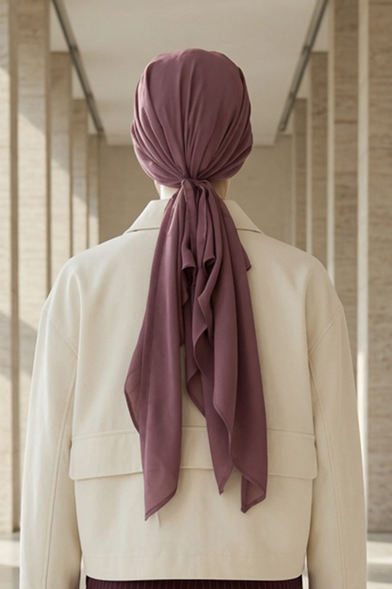 Elegant Chiffon Hijab Bonnet with Comfortable Cotton Inner Cap,B-97 Dusty Rose