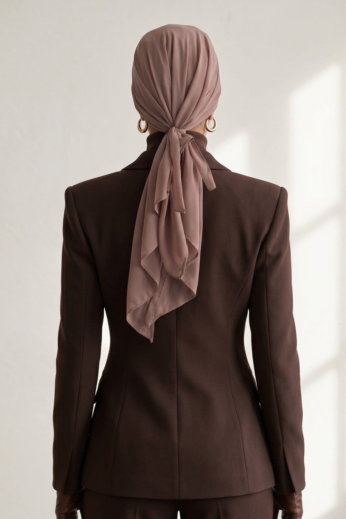 Elegant Chiffon Hijab Bonnet with Comfortable Cotton Inner Cap,B-97 Dark Mink