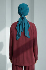 Elegant Chiffon Hijab Bonnet with Comfortable Cotton Inner Cap,B-97 Petrol Blue