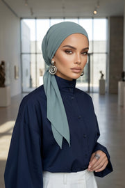Elegant Chiffon Hijab Bonnet with Comfortable Cotton Inner Cap,B-97 Almond Green