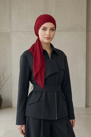 Elegant Chiffon Hijab Bonnet with Comfortable Cotton Inner Cap,B-97 Maroon