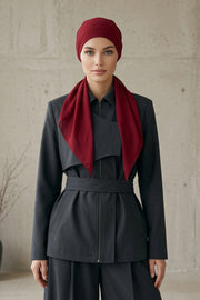 Elegant Chiffon Hijab Bonnet with Comfortable Cotton Inner Cap,B-97 Maroon