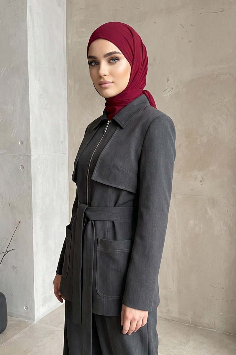 Elegant Chiffon Hijab Bonnet with Comfortable Cotton Inner Cap,B-97 Maroon
