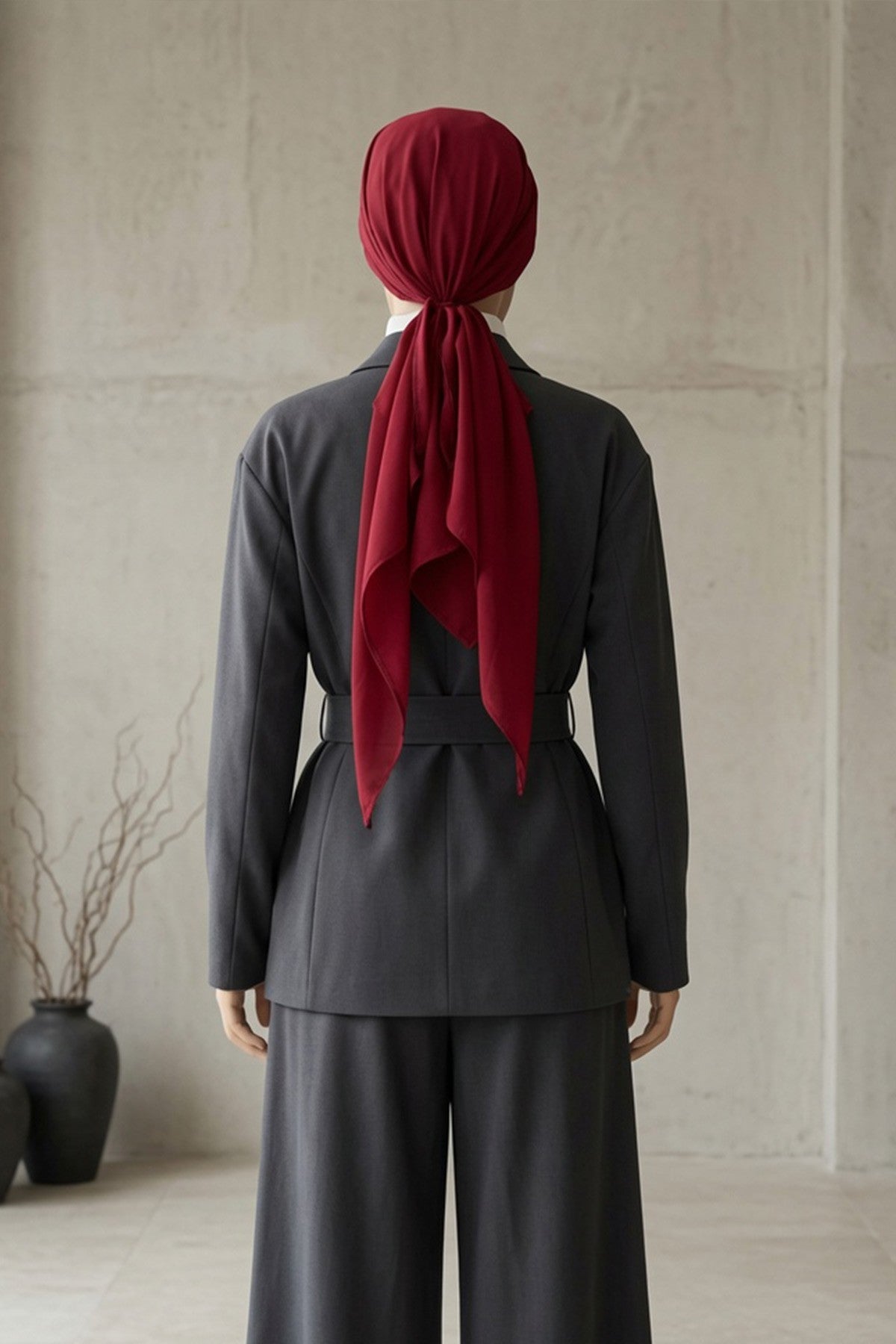 Elegant Chiffon Hijab Bonnet with Comfortable Cotton Inner Cap,B-97 Maroon