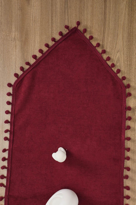 Eleganter Tischläufer aus Strickstoff mit verspielten Pom-Pom-Kanten, bezaubernder Tischläufer aus Pom-Pom-Strick für eine gemütliche und stilvolle Tischdekoration zu Hause,R-20K