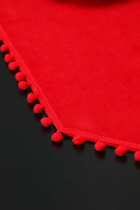 Eleganter Tischläufer aus Strickstoff mit verspielten Pom-Pom-Kanten, bezaubernder Tischläufer aus Pom-Pom-Strick für eine gemütliche und stilvolle Tischdekoration zu Hause,R-20K