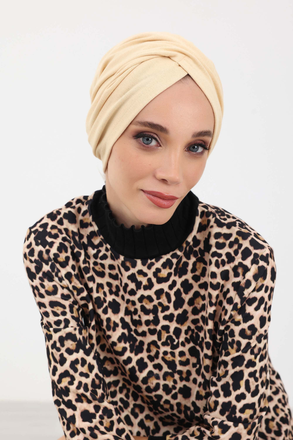 Elegant Stretchable Winter Turban Bonnet for Women, One-Size Polyviscose Headwrap for Cold Weathers, Thick and Cozy Chemo Headwrap,B-9IV Ivory
