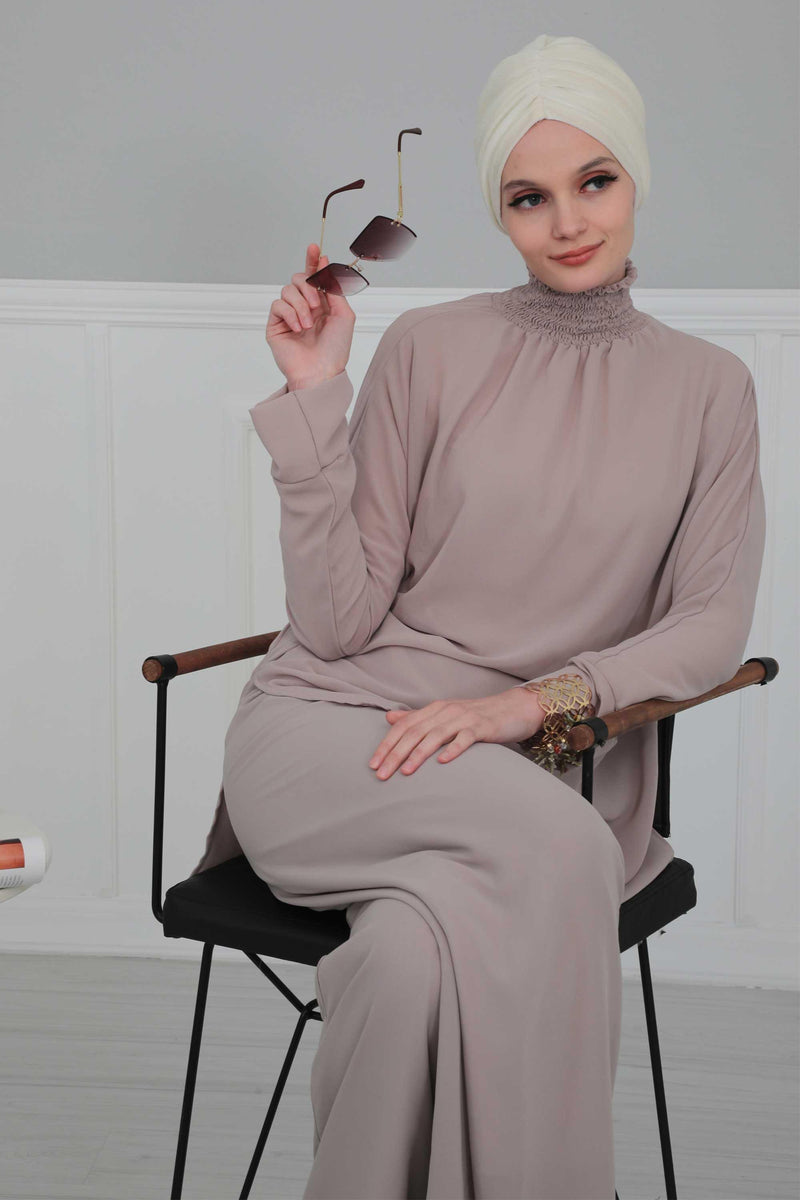 Elegant Velvet Shirred Instant Turban for Women, Luxurious Velour Instant Headwrap, Fashionable Pre-Tied Hijab Turban Cap for Women,B-20K Ivory