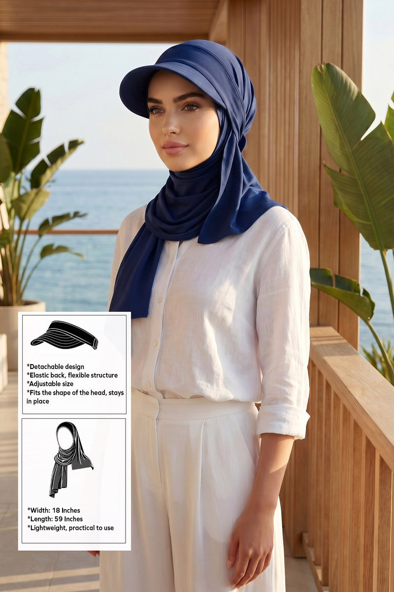 Everyday Sports Hijab with Removable Visor, Practical Jersey Shawl,SPS-1