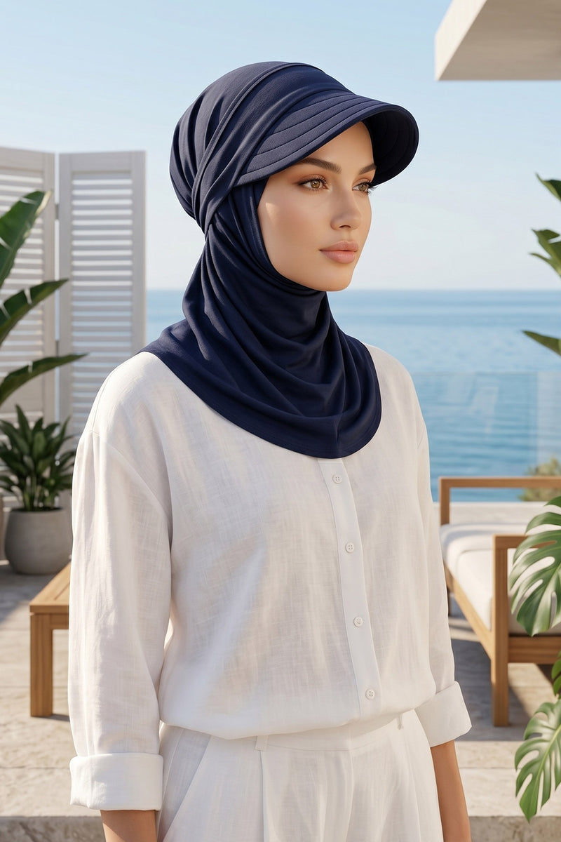 Everyday Sports Hijab with Removable Visor, Practical Jersey Shawl,SPS-1