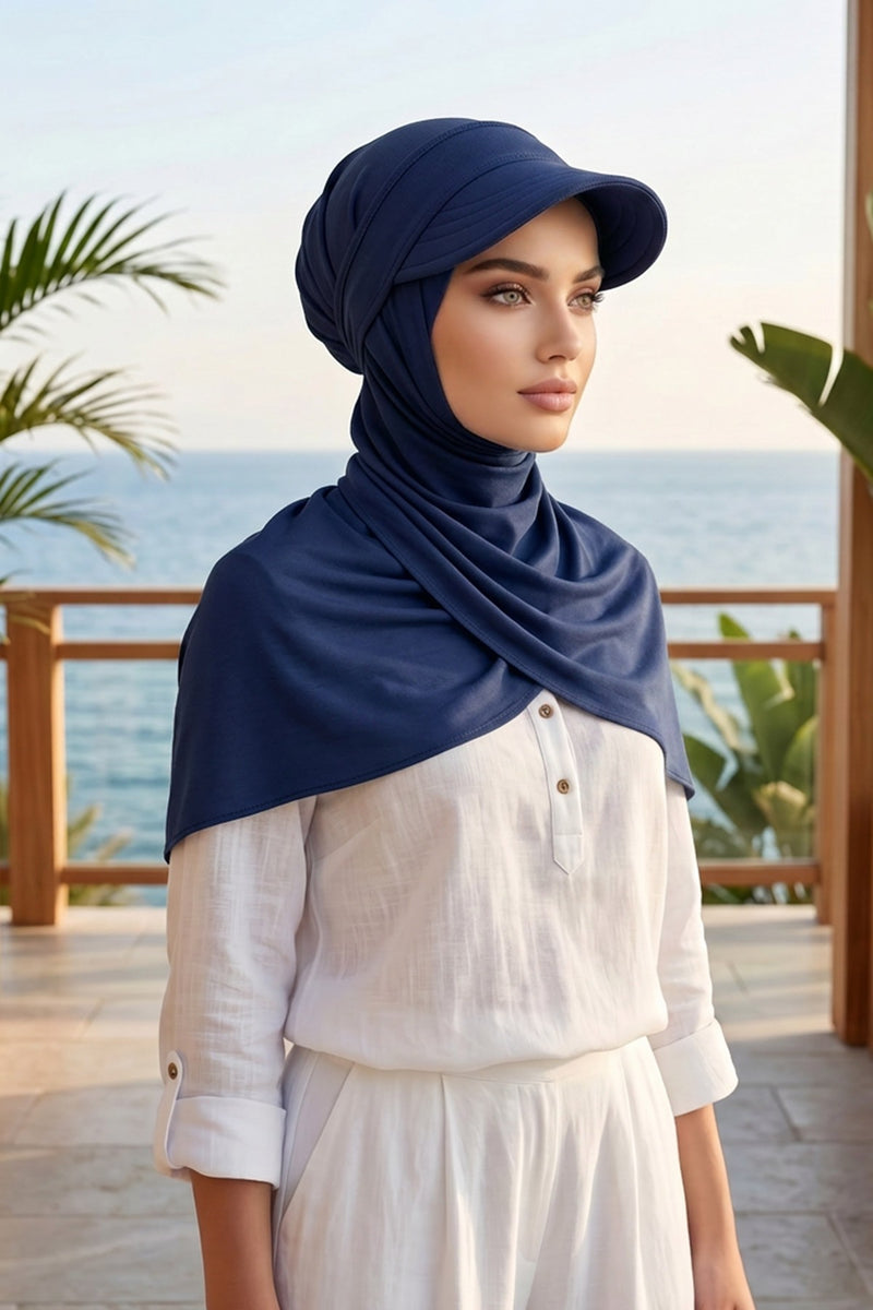 Everyday Sports Hijab with Removable Visor, Practical Jersey Shawl,SPS-1