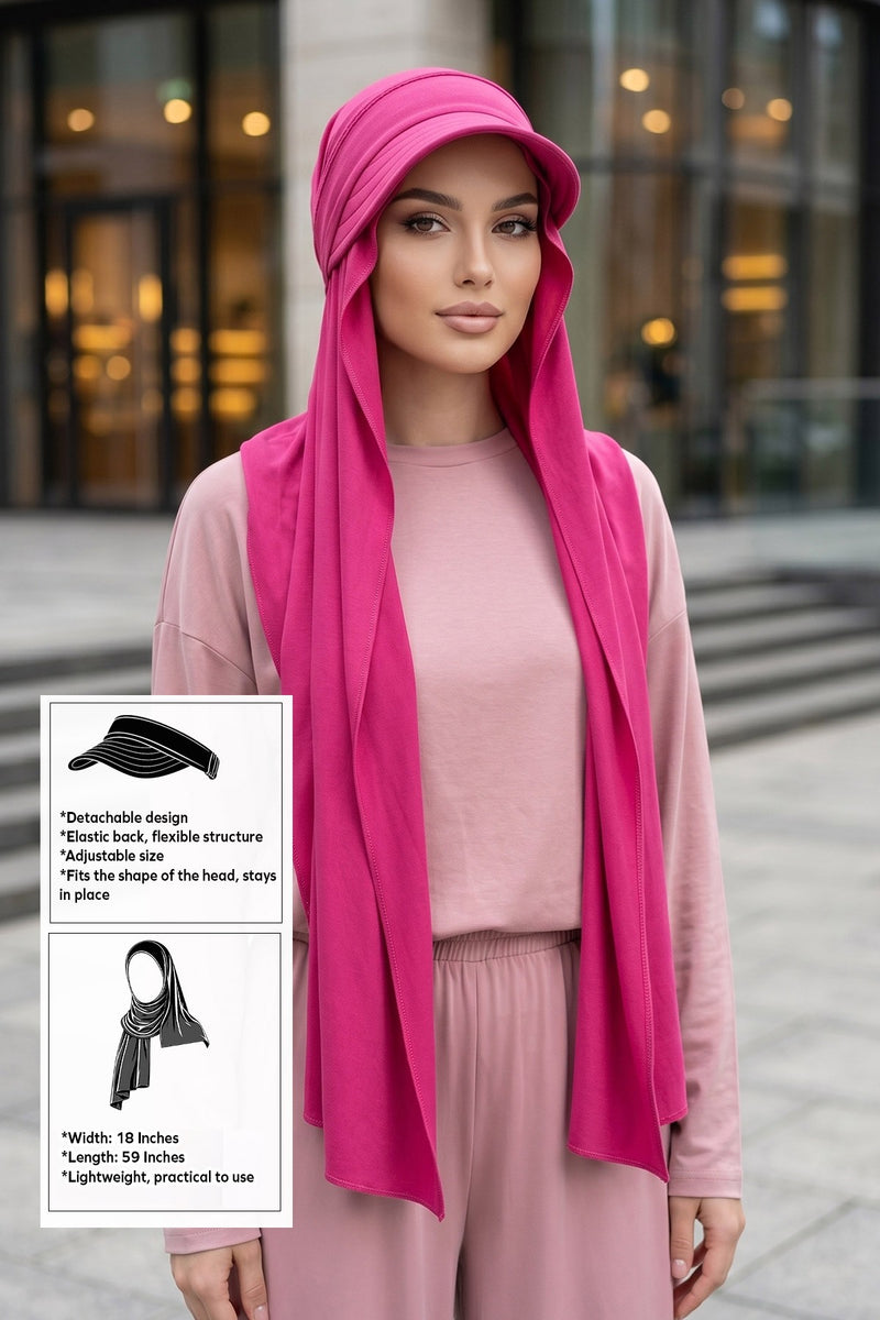 Everyday Sports Hijab with Removable Visor, Practical Jersey Shawl,SPS-1