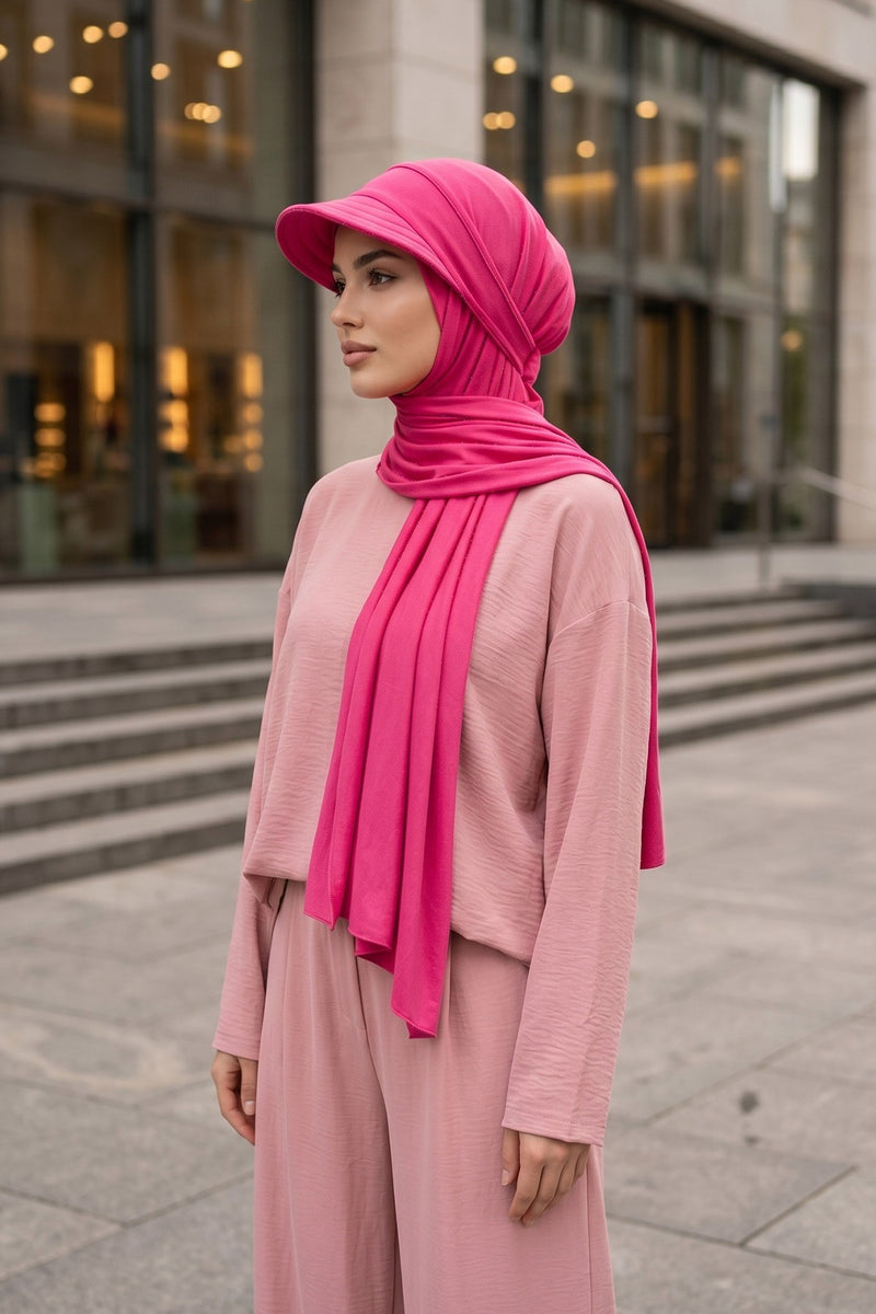 Everyday Sports Hijab with Removable Visor, Practical Jersey Shawl,SPS-1