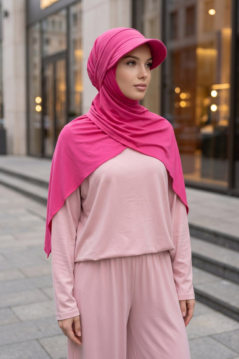 Everyday Sports Hijab with Removable Visor, Practical Jersey Shawl,SPS-1