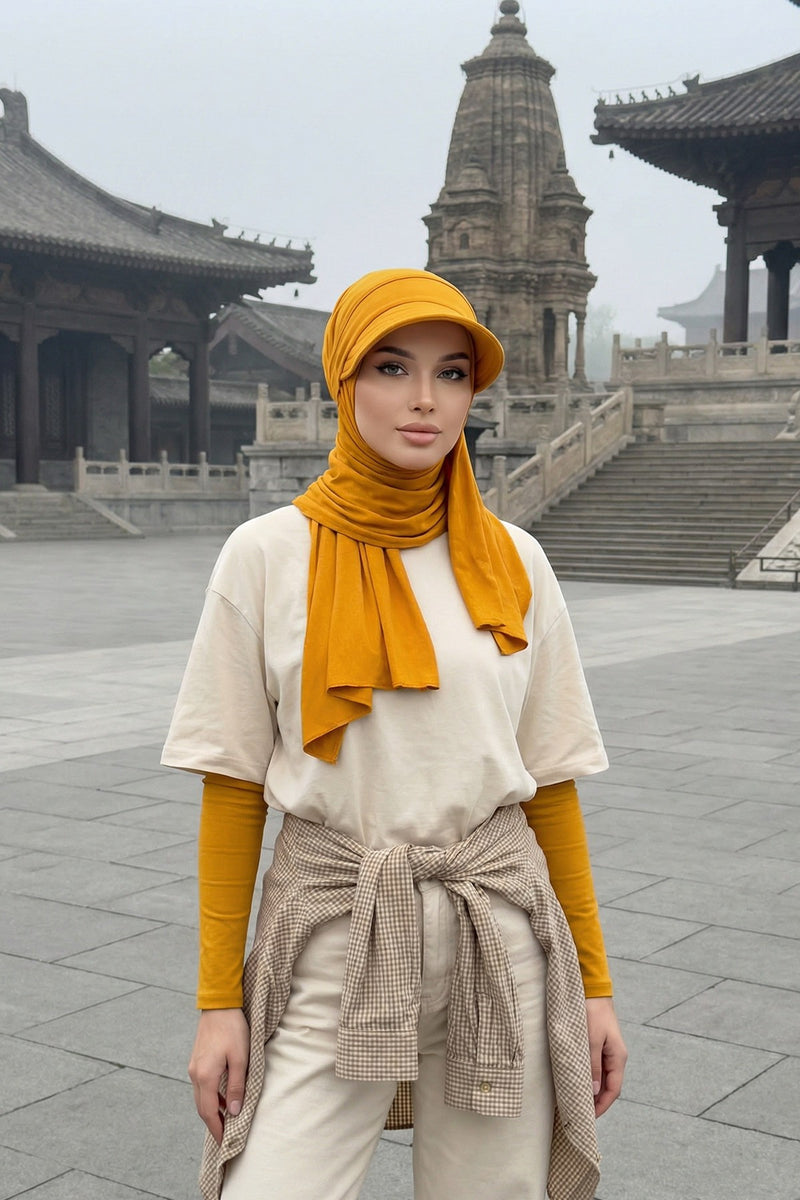 Everyday Sports Hijab with Removable Visor, Practical Jersey Shawl,SPS-1
