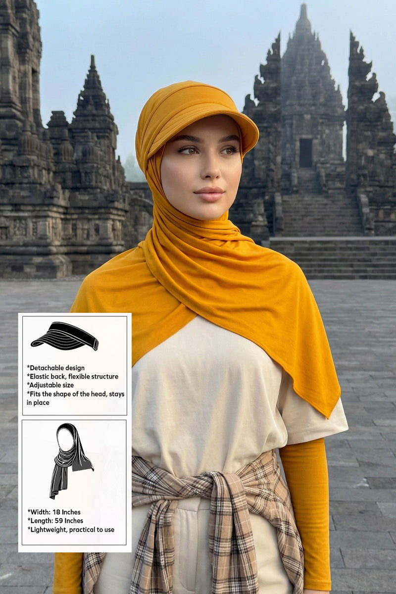 Everyday Sports Hijab with Removable Visor, Practical Jersey Shawl,SPS-1