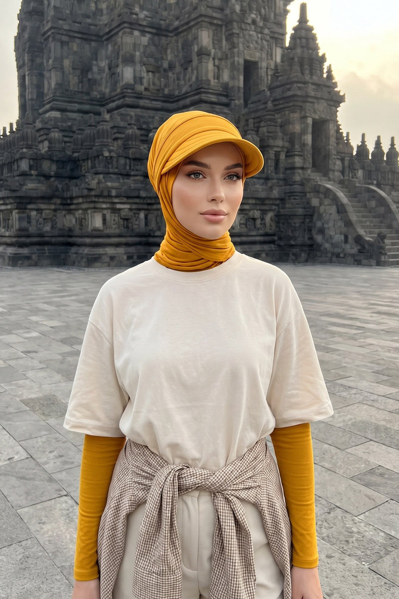 Everyday Sports Hijab with Removable Visor, Practical Jersey Shawl,SPS-1