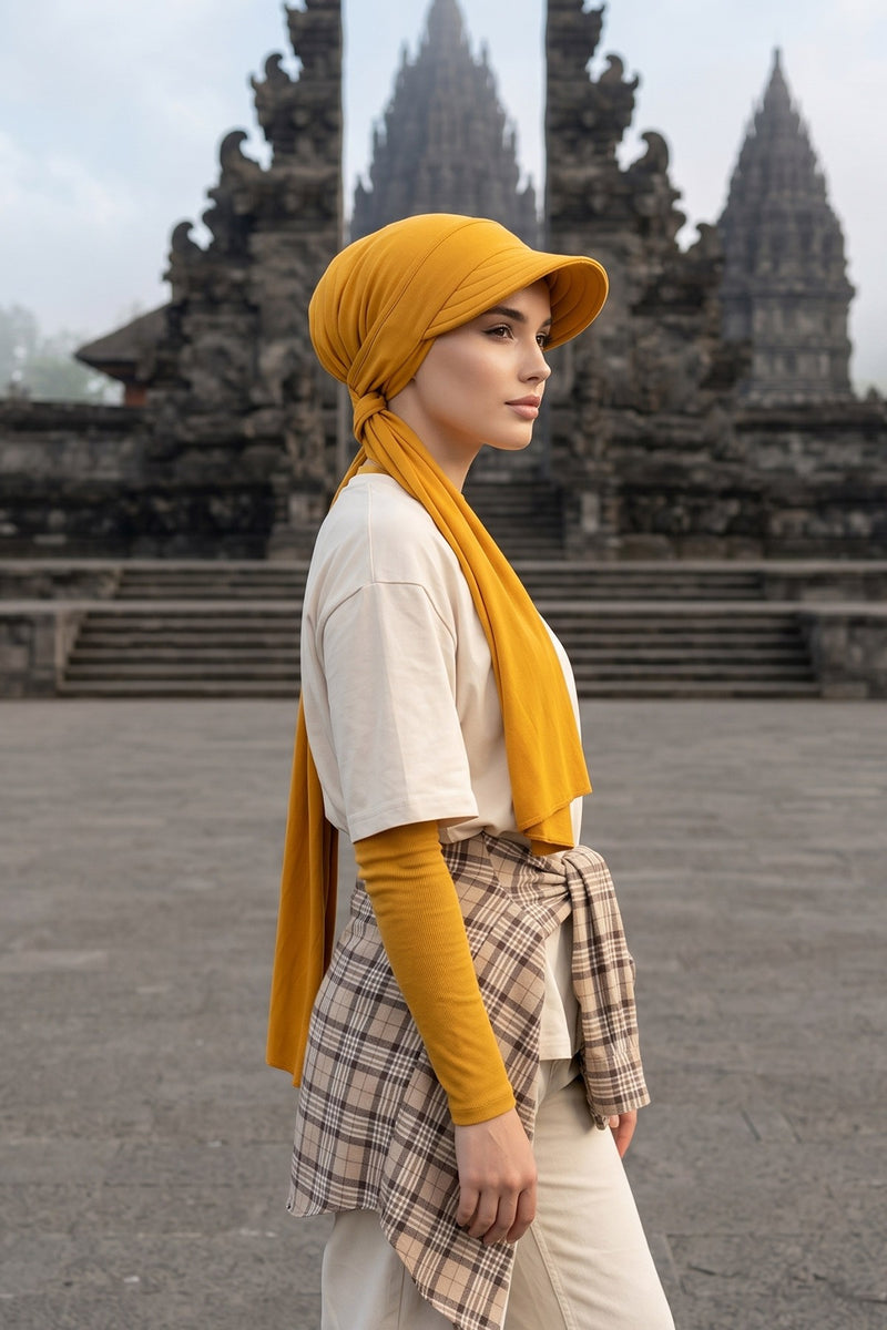 Everyday Sports Hijab with Removable Visor, Practical Jersey Shawl,SPS-1