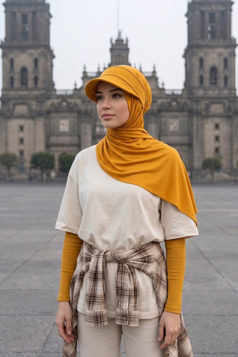 Everyday Sports Hijab with Removable Visor, Practical Jersey Shawl,SPS-1