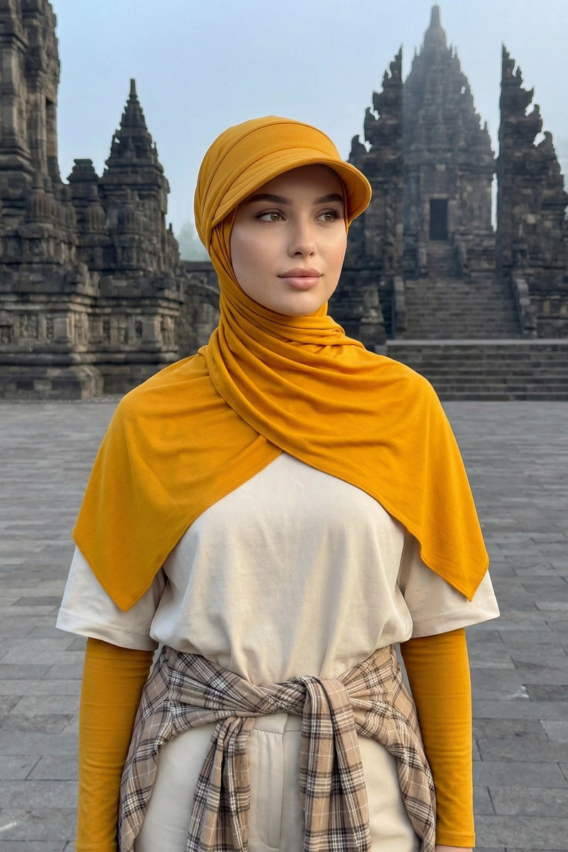 Everyday Sports Hijab with Removable Visor, Practical Jersey Shawl,SPS-1