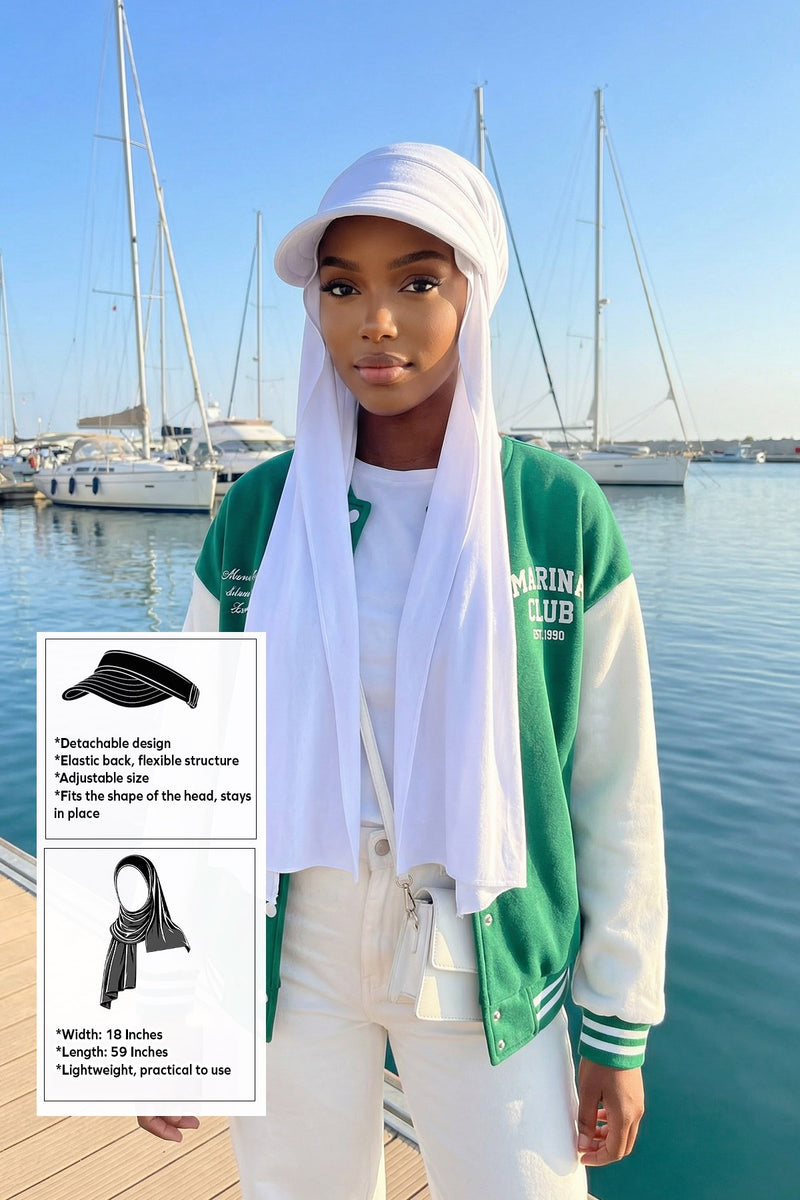 Everyday Sports Hijab with Removable Visor, Practical Jersey Shawl,SPS-1