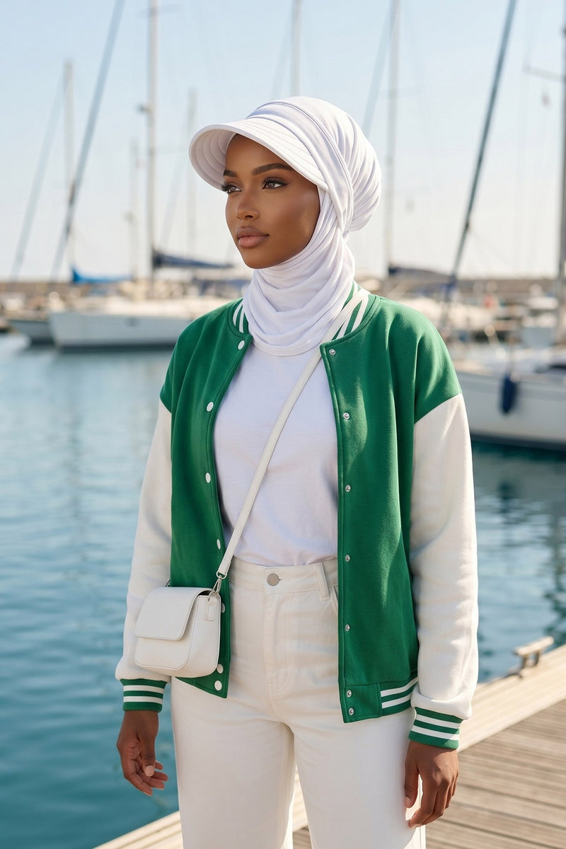 Everyday Sports Hijab with Removable Visor, Practical Jersey Shawl,SPS-1