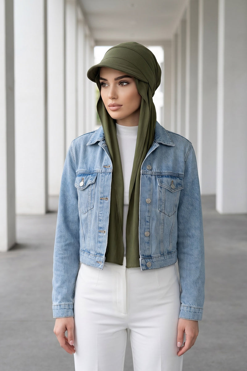 Everyday Sports Hijab with Removable Visor, Practical Jersey Shawl,SPS-1