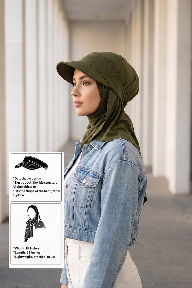 Everyday Sports Hijab with Removable Visor, Practical Jersey Shawl,SPS-1