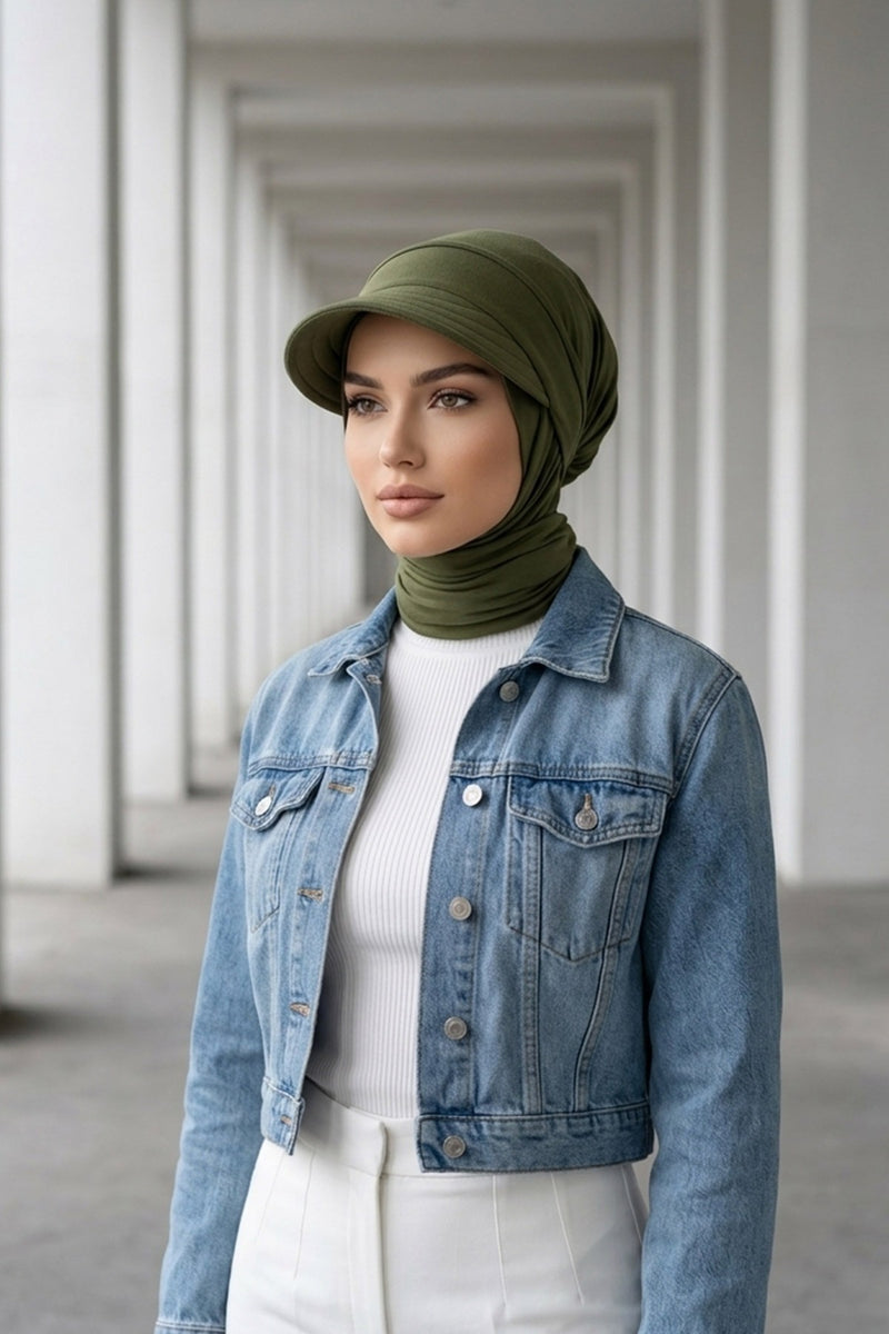 Everyday Sports Hijab with Removable Visor, Practical Jersey Shawl,SPS-1