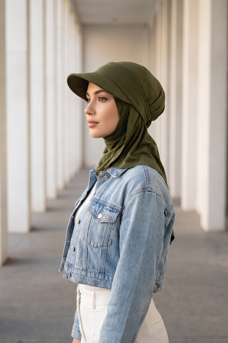 Everyday Sports Hijab with Removable Visor, Practical Jersey Shawl,SPS-1