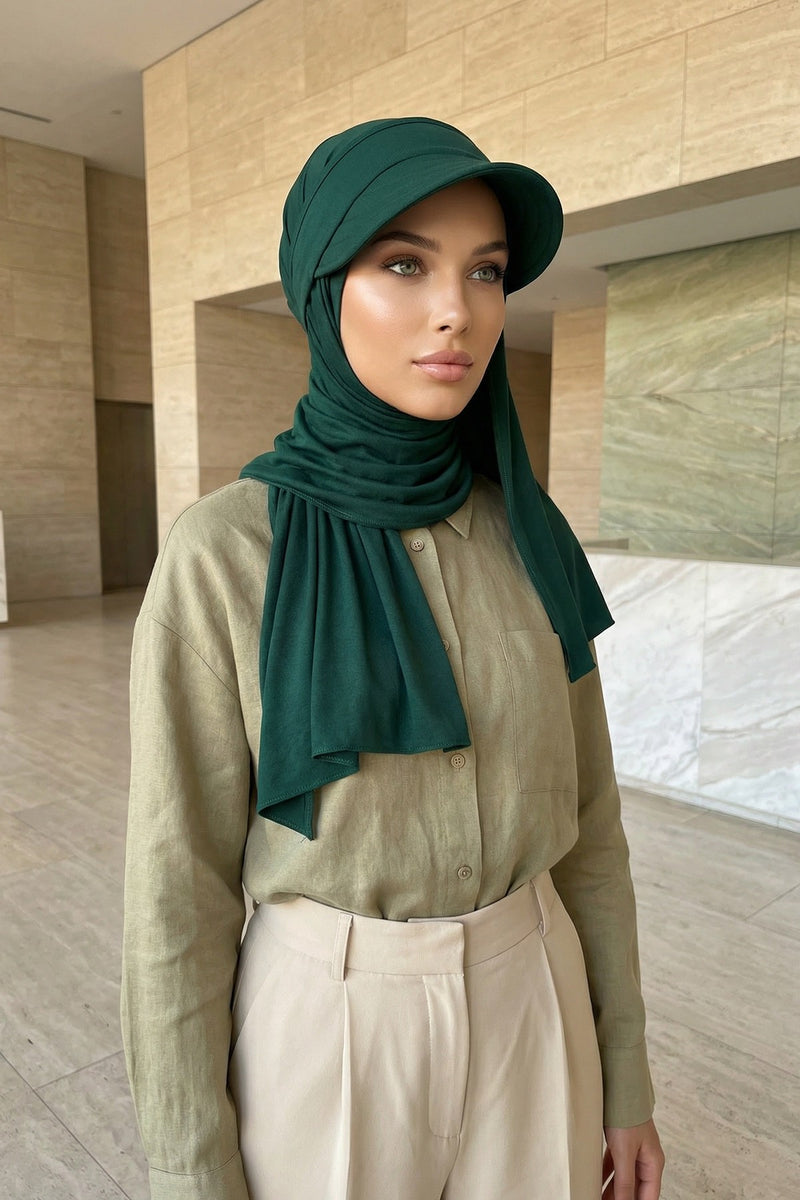Everyday Sports Hijab with Removable Visor, Practical Jersey Shawl,SPS-1