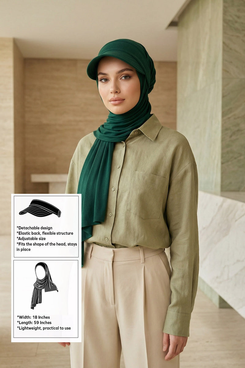 Everyday Sports Hijab with Removable Visor, Practical Jersey Shawl,SPS-1