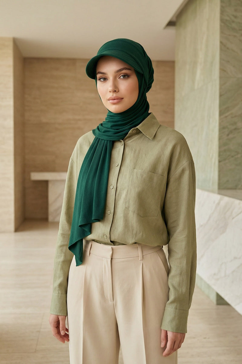 Everyday Sports Hijab with Removable Visor, Practical Jersey Shawl,SPS-1
