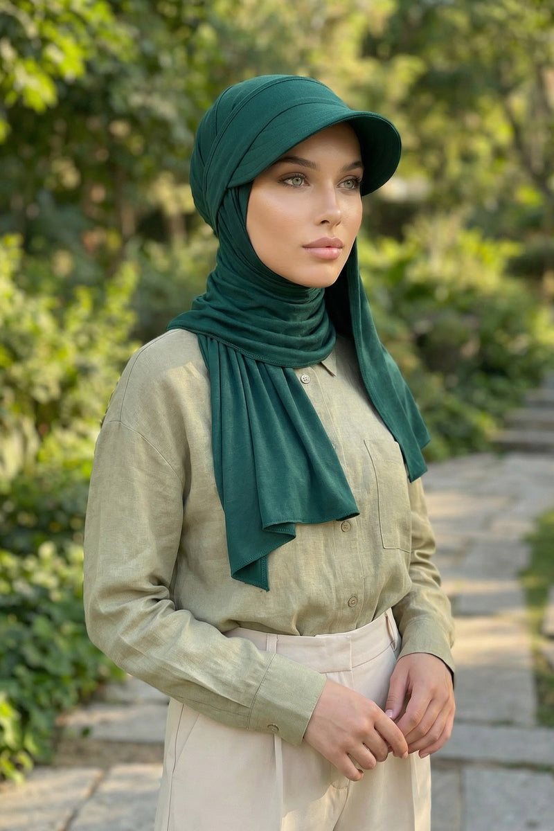 Everyday Sports Hijab with Removable Visor, Practical Jersey Shawl,SPS-1