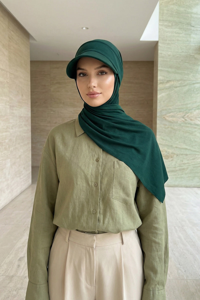 Everyday Sports Hijab with Removable Visor, Practical Jersey Shawl,SPS-1