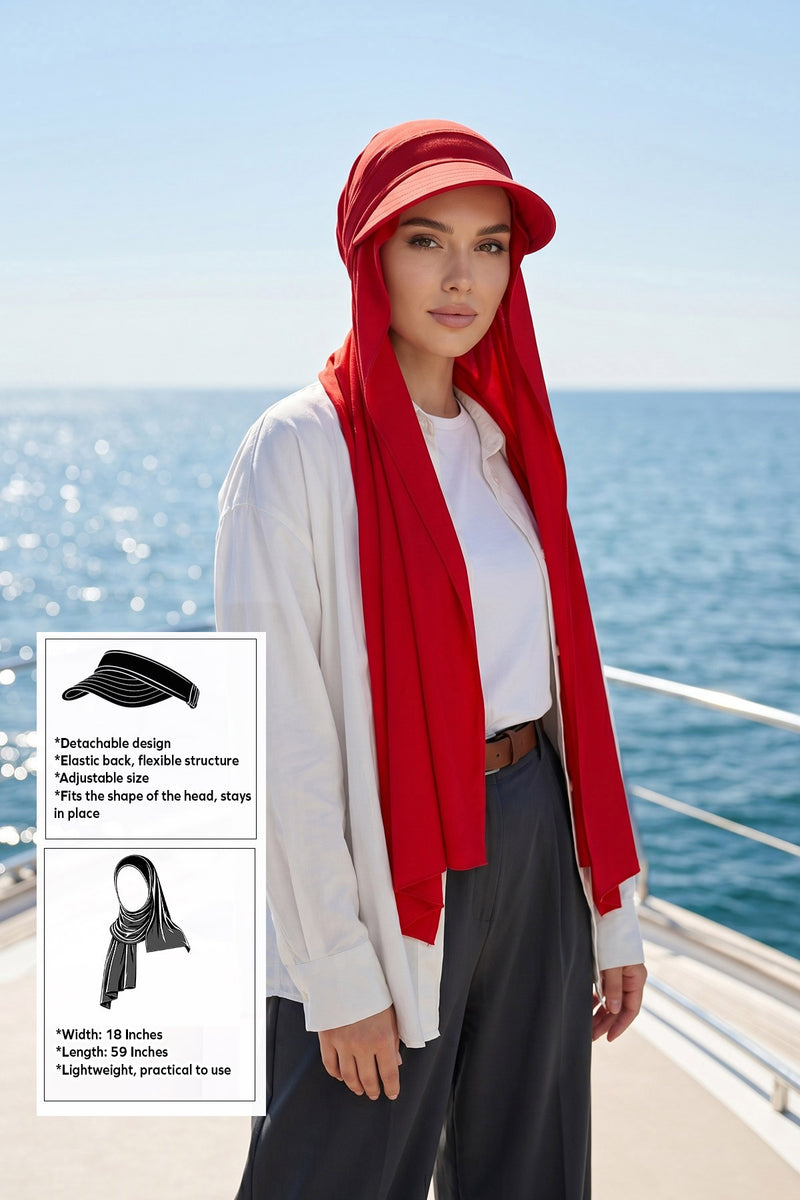 Everyday Sports Hijab with Removable Visor, Practical Jersey Shawl,SPS-1