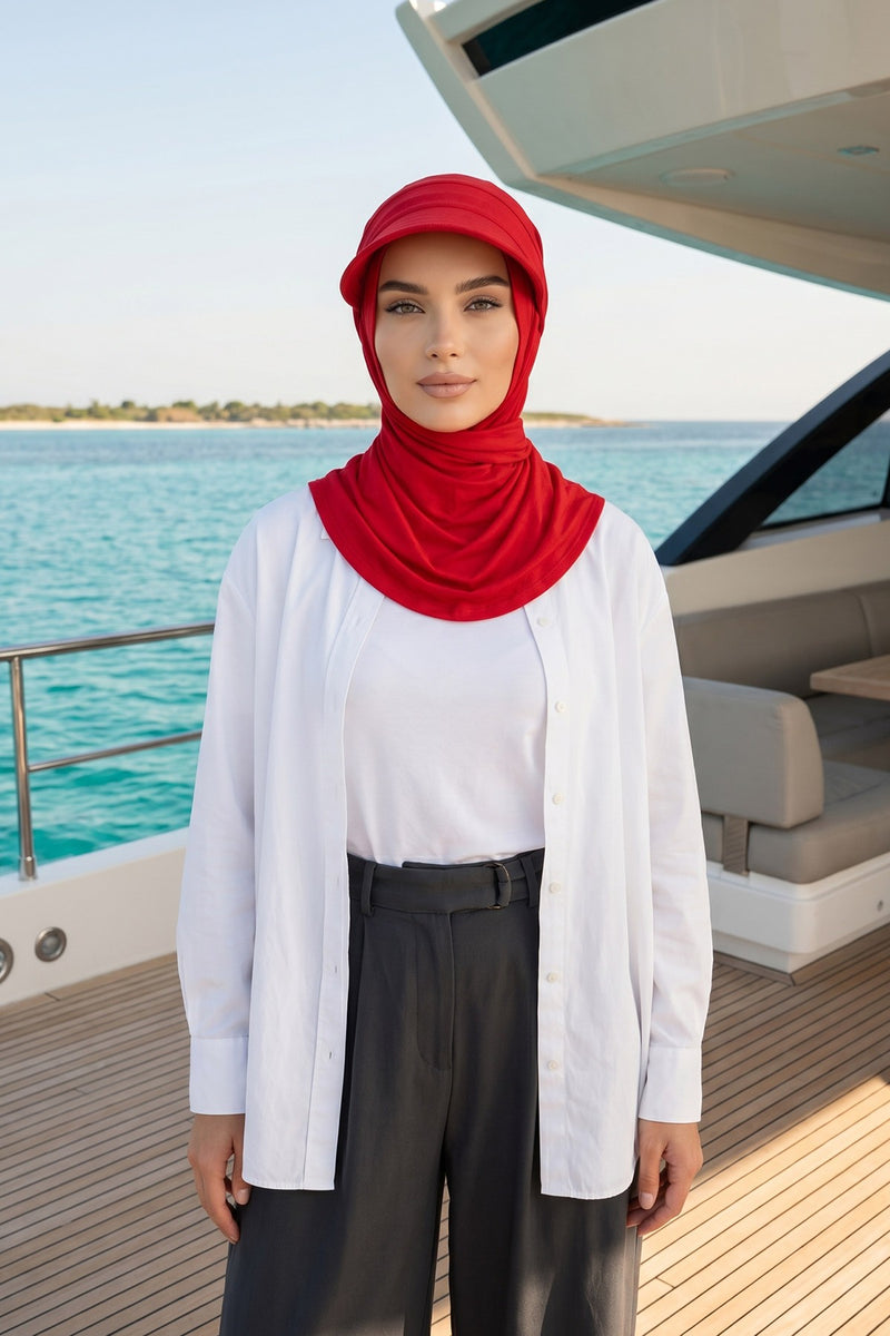 Everyday Sports Hijab with Removable Visor, Practical Jersey Shawl,SPS-1