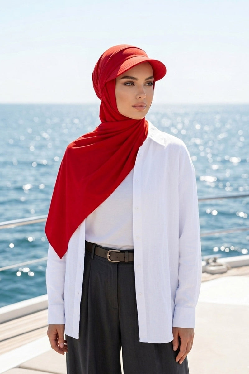 Everyday Sports Hijab with Removable Visor, Practical Jersey Shawl,SPS-1