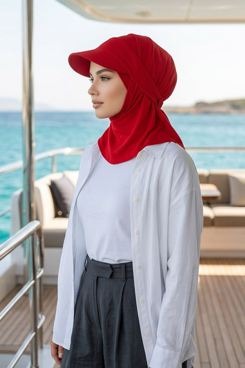 Everyday Sports Hijab with Removable Visor, Practical Jersey Shawl,SPS-1