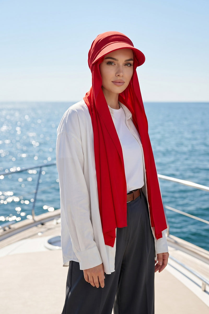 Everyday Sports Hijab with Removable Visor, Practical Jersey Shawl,SPS-1