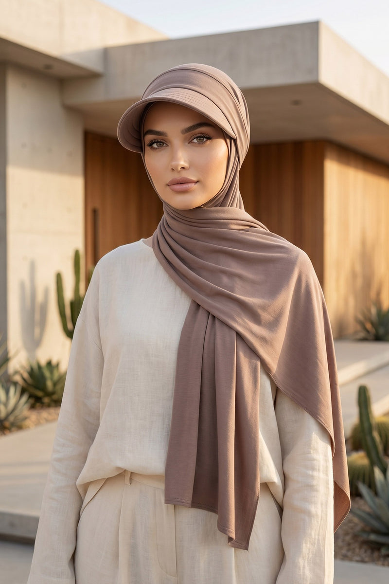 Everyday Sports Hijab with Removable Visor, Practical Jersey Shawl,SPS-1