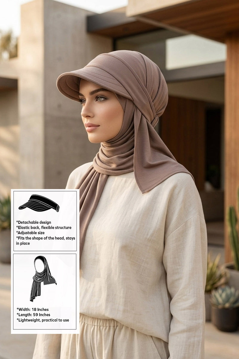 Everyday Sports Hijab with Removable Visor, Practical Jersey Shawl,SPS-1