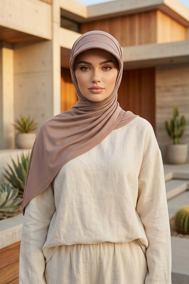 Everyday Sports Hijab with Removable Visor, Practical Jersey Shawl,SPS-1