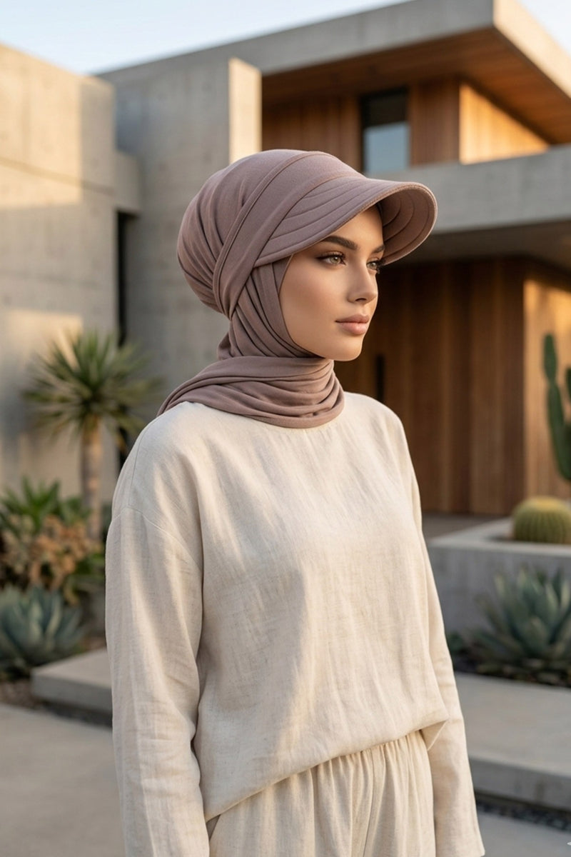 Everyday Sports Hijab with Removable Visor, Practical Jersey Shawl,SPS-1