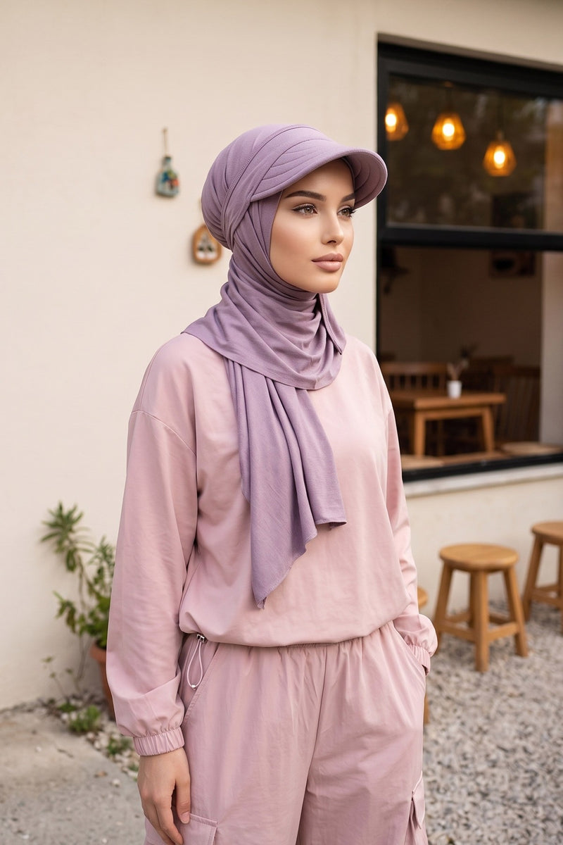 Everyday Sports Hijab with Removable Visor, Practical Jersey Shawl,SPS-1